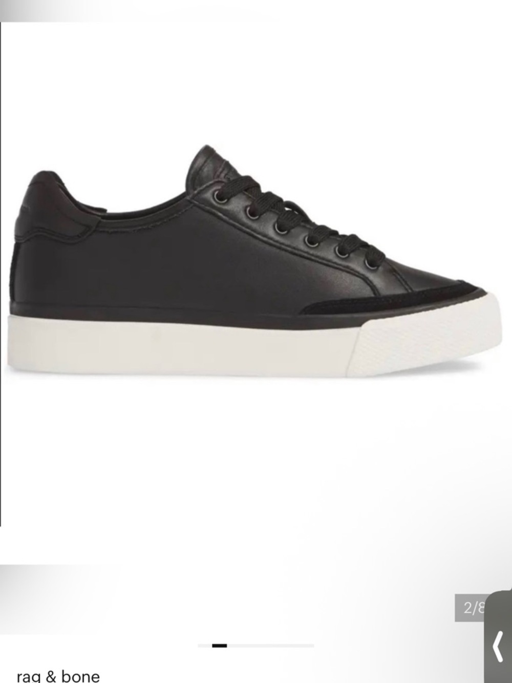 rag & bone Black Leather Low-Top Sneaker with White Sole - Picture 2 of 4